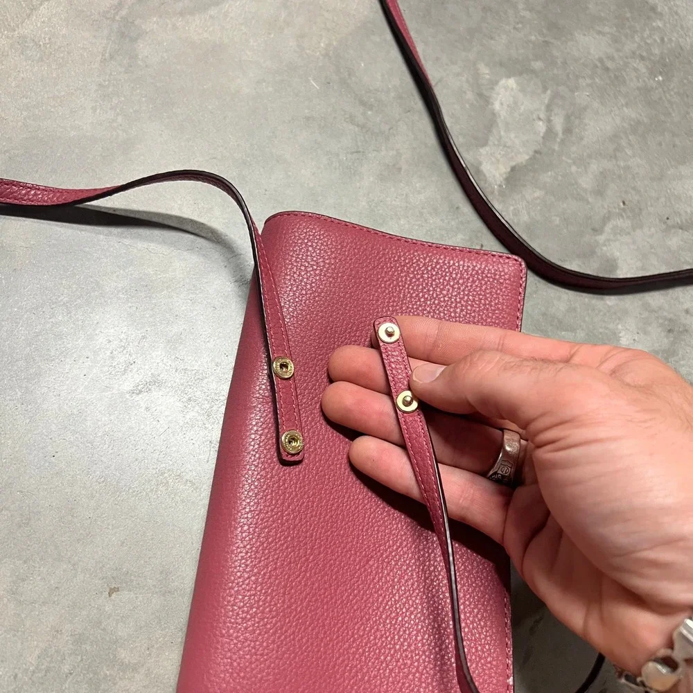 READ Coach Hayden Foldover Crossbody Clutch Pink Pebbled Leather Gold Bag